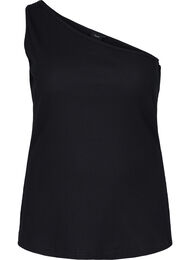 One-shoulder top i bomuld, Black
