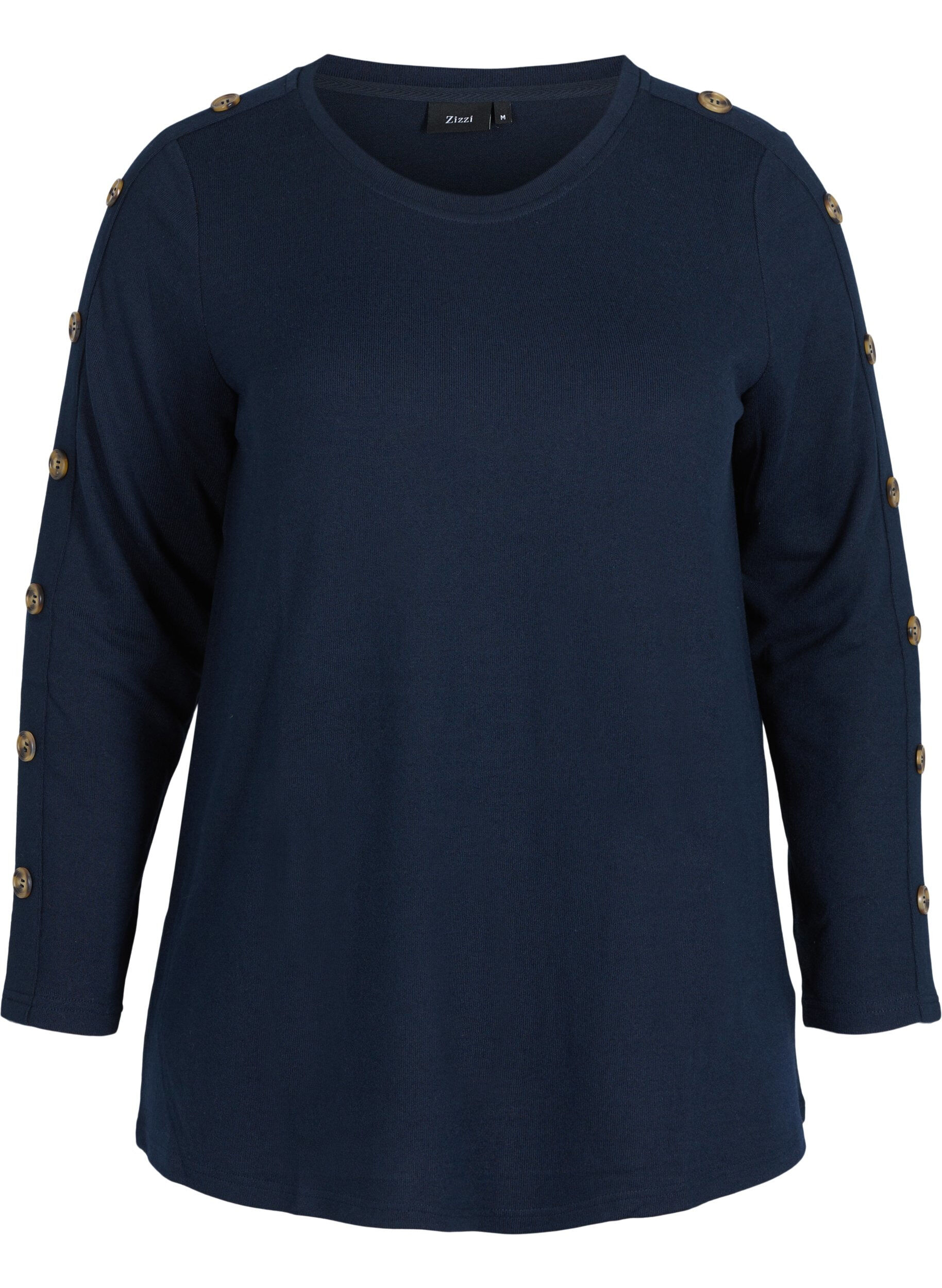 Zizzi Lang&aelig;rmet bluse med knappedetaljer, Night Sky, Packshot image number 0