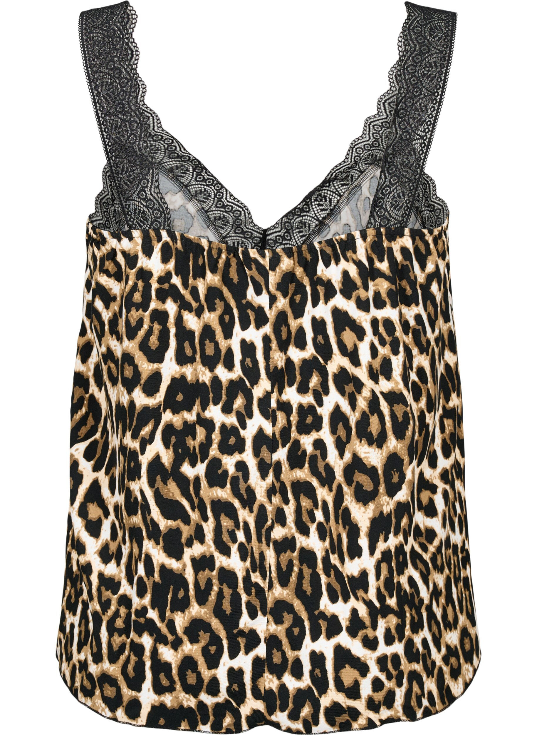 Zizzi Top med blonder i viskose, Leopard, Packshot image number 1
