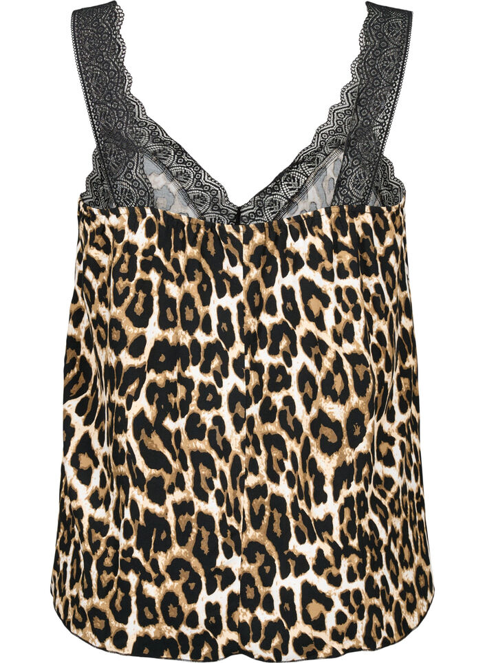 Top med blonder i viskose, Leopard, Packshot image number 1
