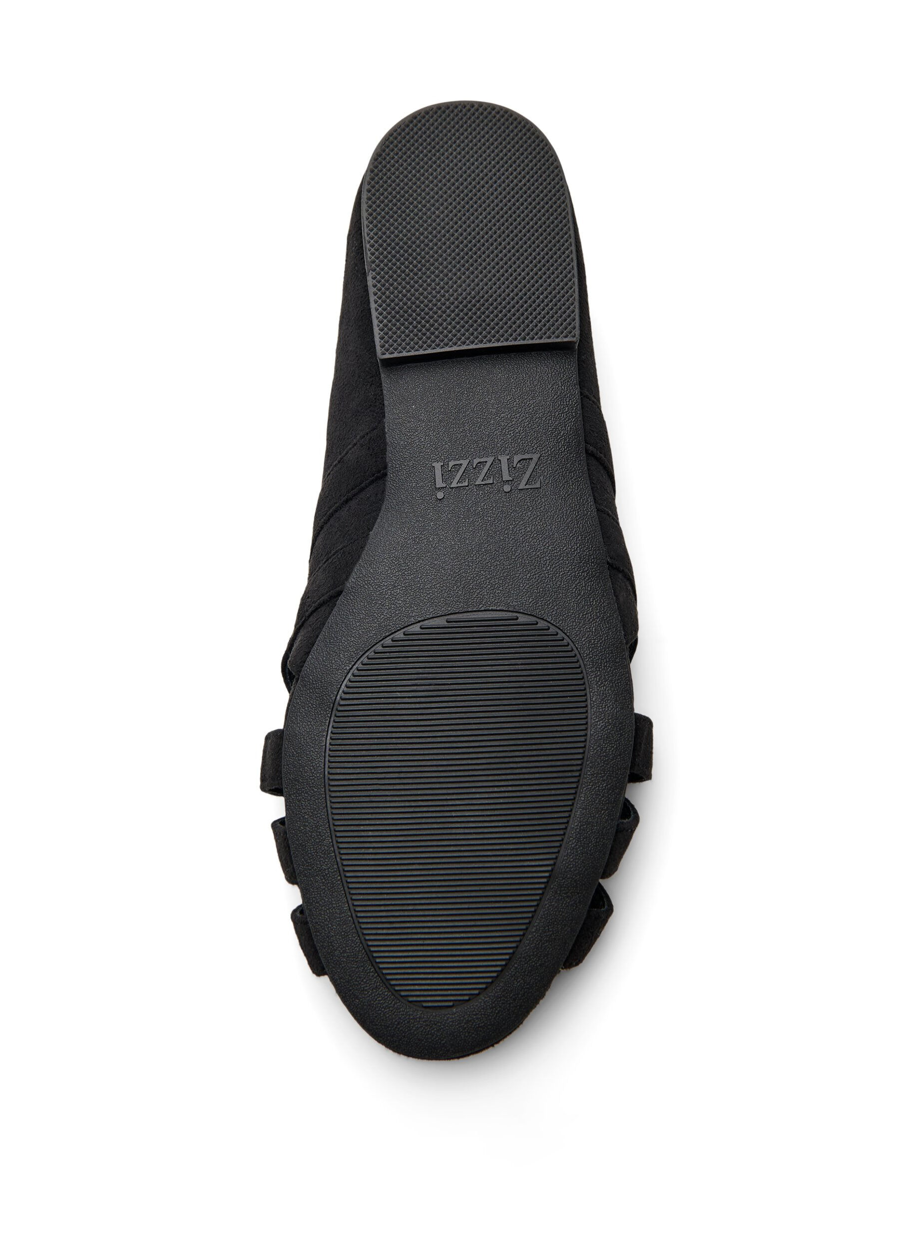 ZizziBallerina i imiteret ruskind med krydsede remme, Sort, Packshot image number 4