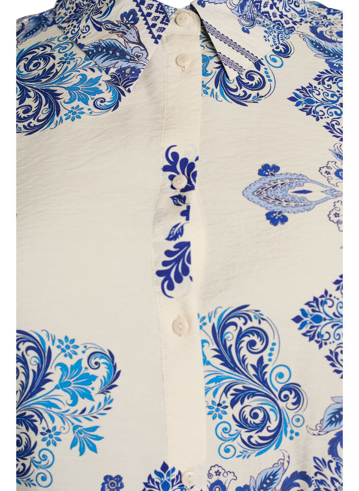 M&oslash;nstret skjortebluse i viskose med 3/4 &aelig;rmer, Bl&aring;, Packshot image number 2