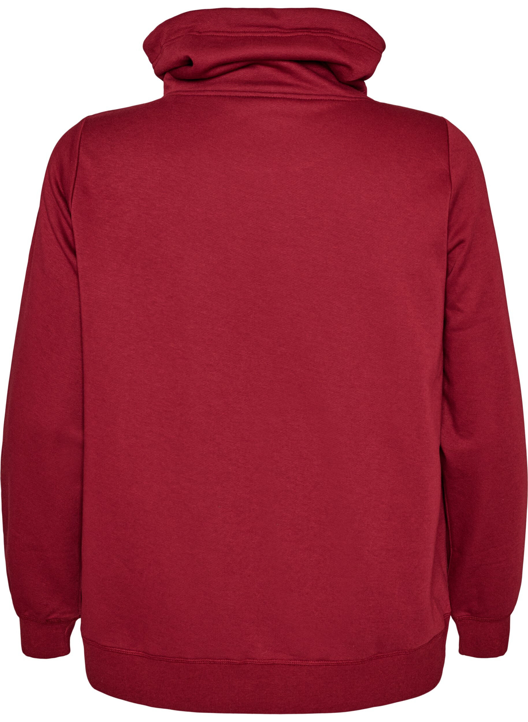 ZizziSweatshirt med h&oslash;j krave og lommer, R&oslash;d, Packshot image number 1