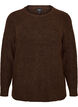 Meleret strikbluse med rund hals, Brun, Packshot image number 0