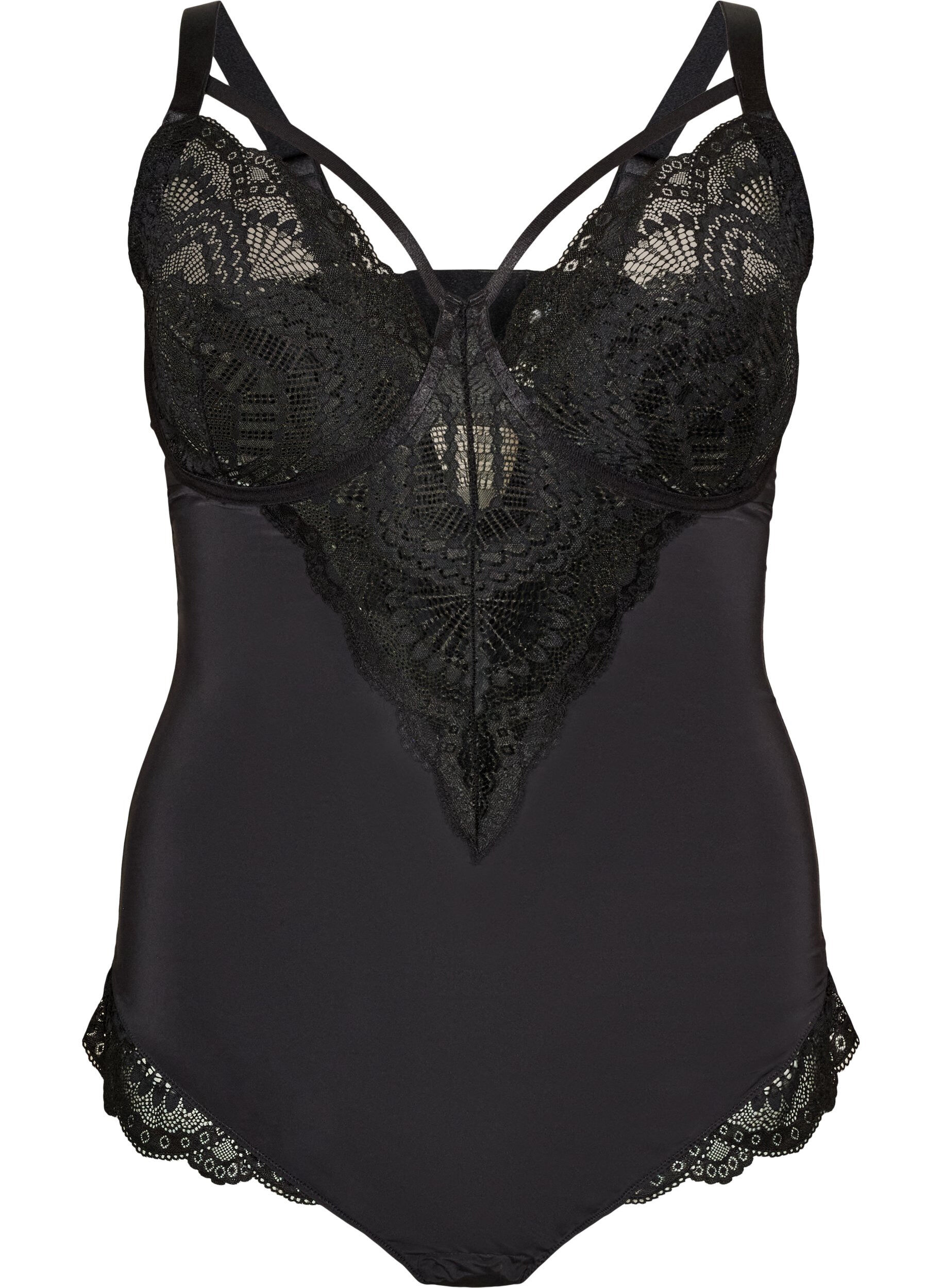 ZizziBlonde body med b&oslash;jle og stropdetalje, Sort, Packshot image number 0