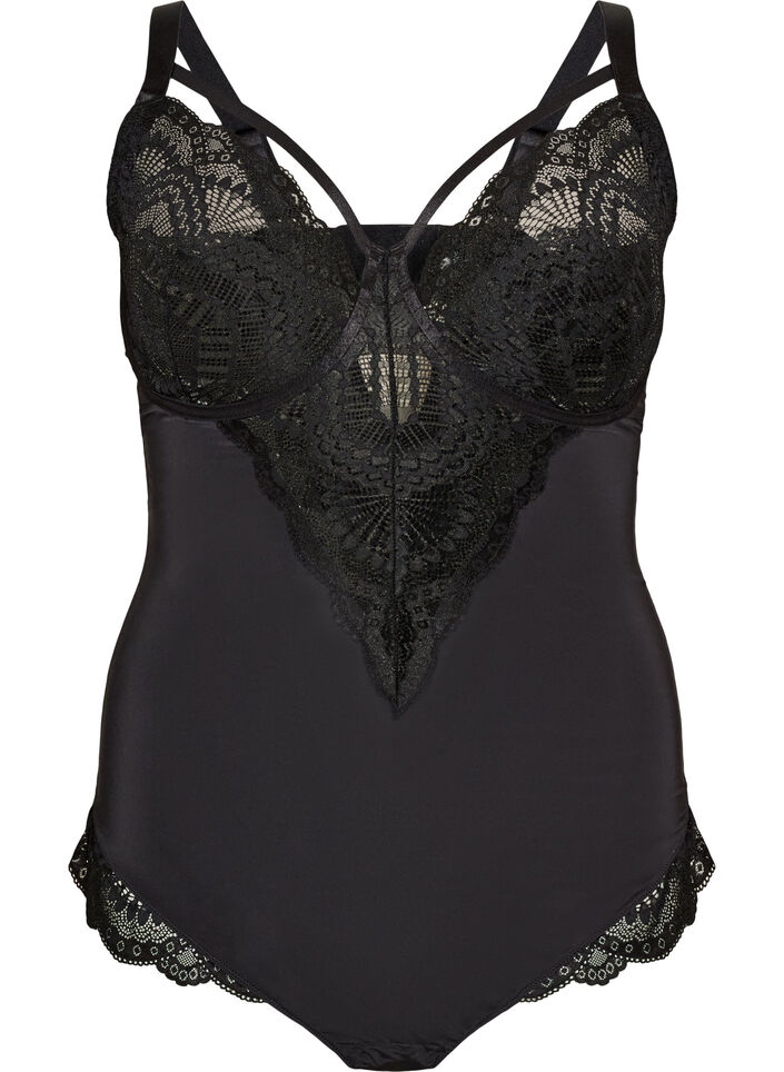 Blonde body med b&oslash;jle og stropdetalje, Sort, Packshot image number 0