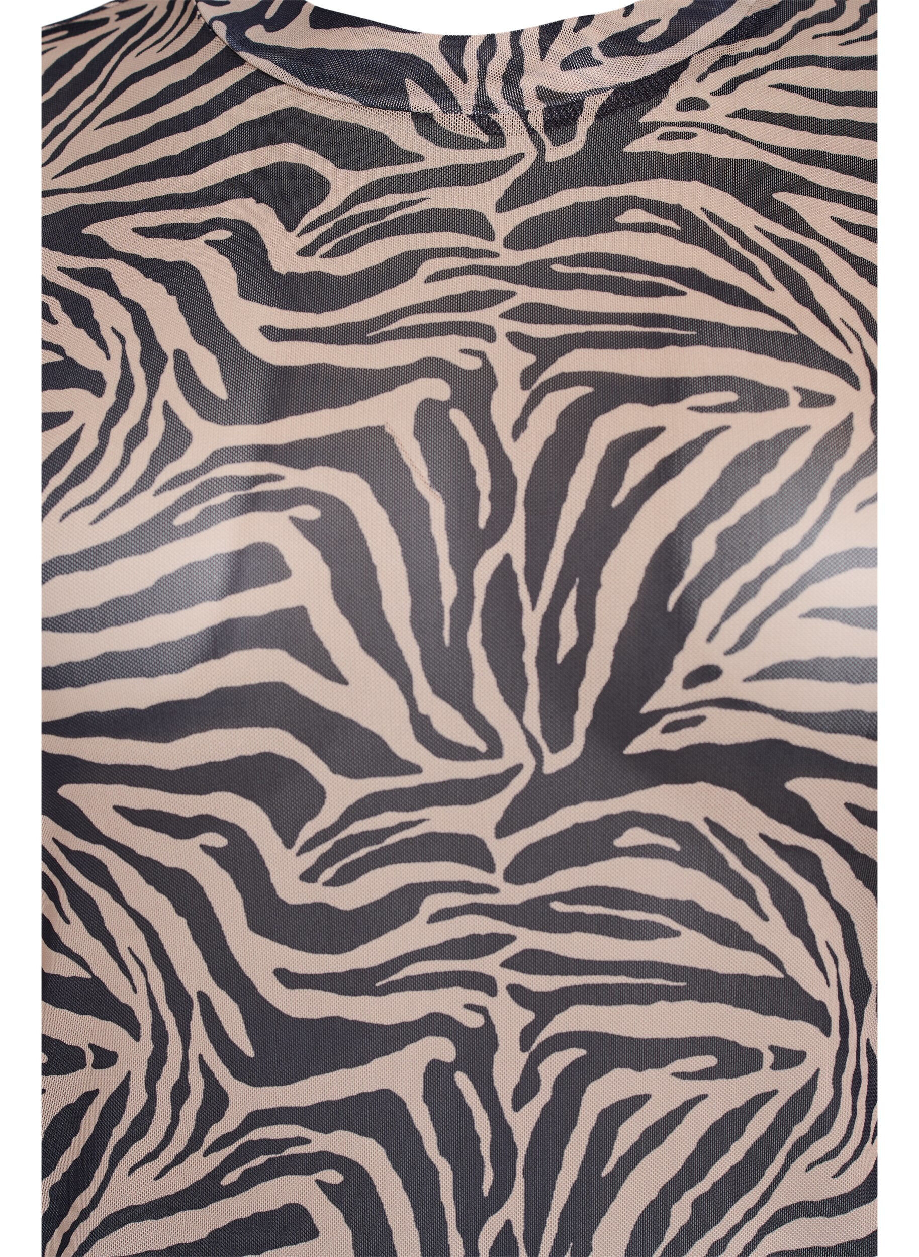 Zizzi Meshbluse med korte &aelig;rmer, Sort, Packshot image number 2