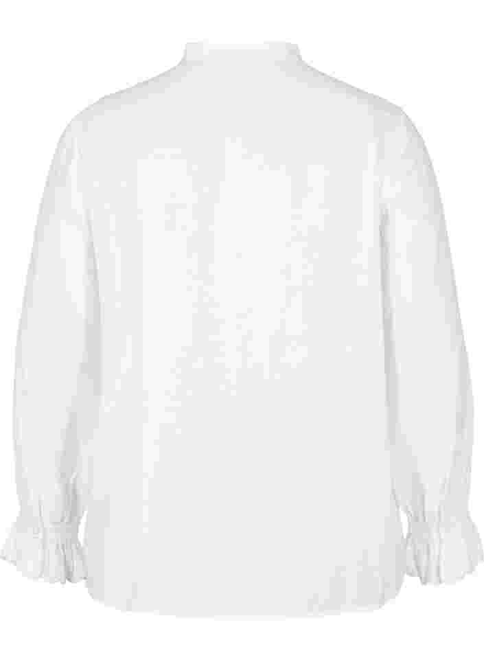 Viskoseskjorte med flæser og kinakrave, Snow White, Packshot image number 1
