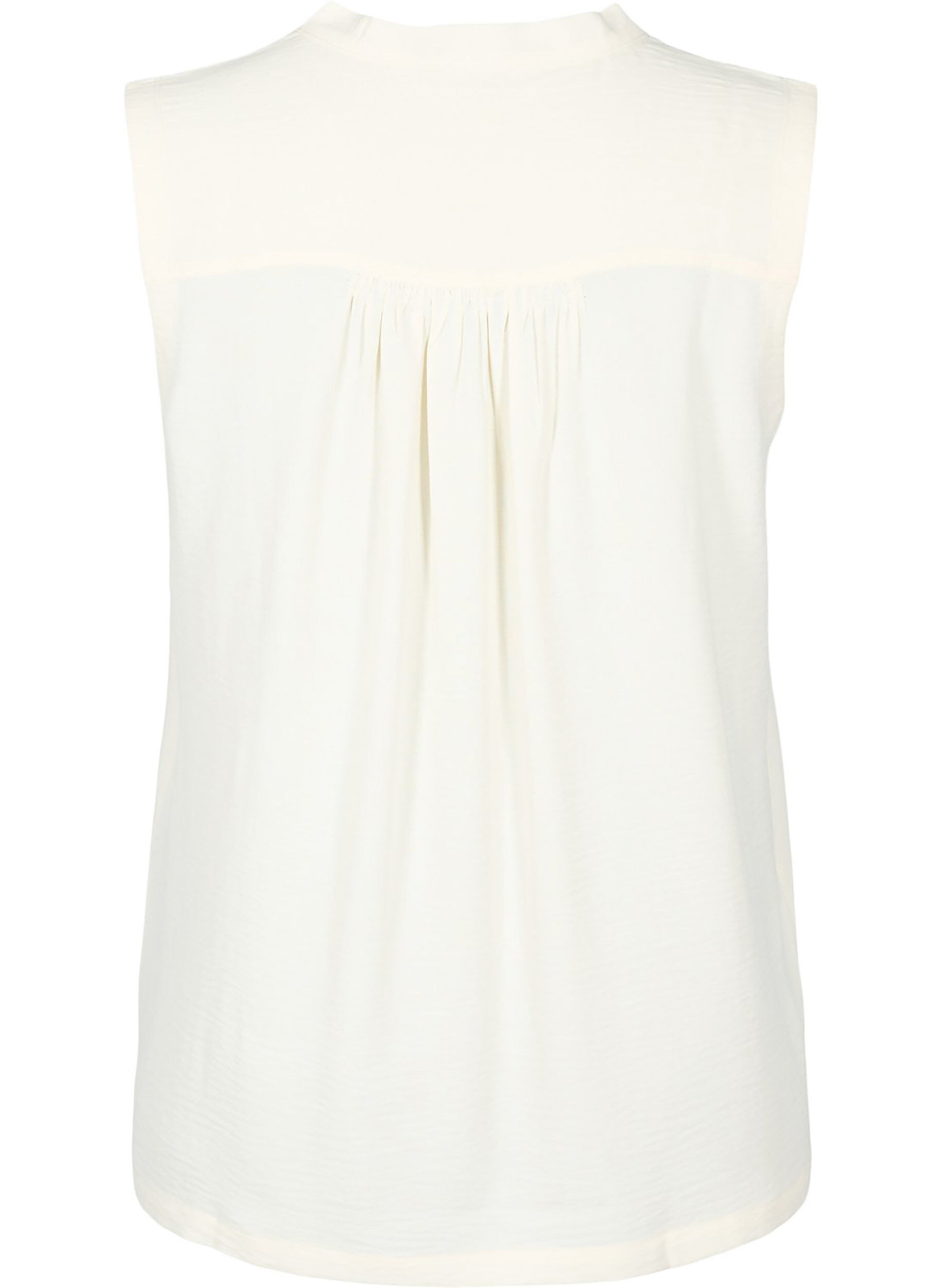 Zizzi &AElig;rmel&oslash;s top med rynkedetaljer, Vanilla, Packshot image number 1