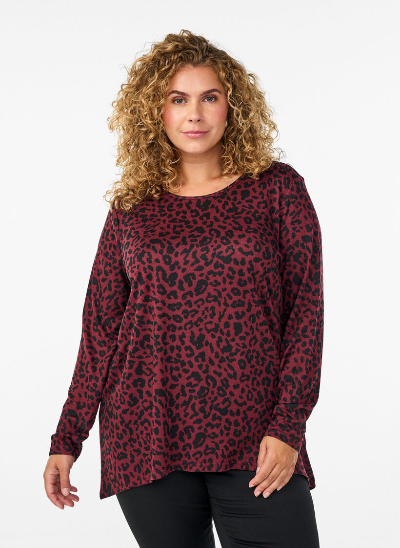 Leo bluse med lange ærmer, Mørk Bordeaux, Model image number 0