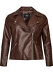 Bikerjakke i imiteret l&aelig;der , Brun, Packshot image number 0
