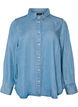 Denimskjorte i lyocell med trykknapper, Bl&aring;, Packshot image number 0