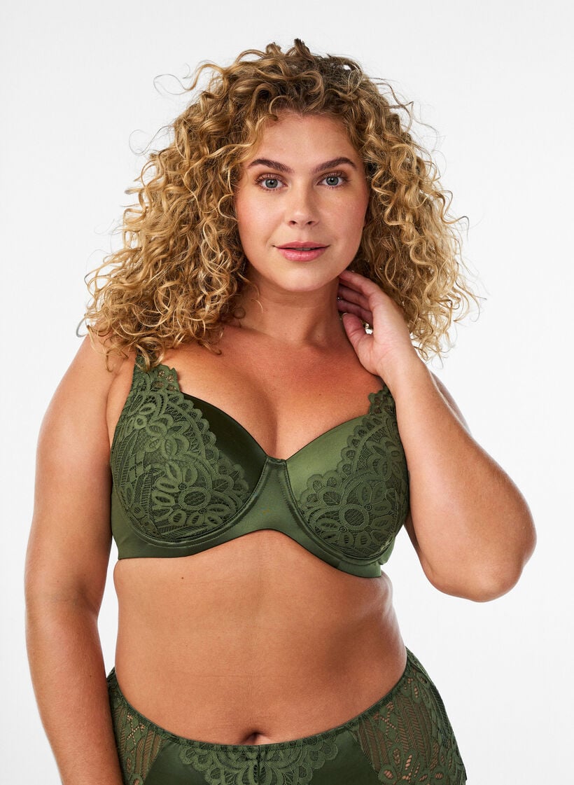 Vatteret b&oslash;jle-bh med blonde, Gr&oslash;n, Model image number 0