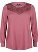 Sweatshirt med blondedetalje, Rose Brown, Packshot image number 0