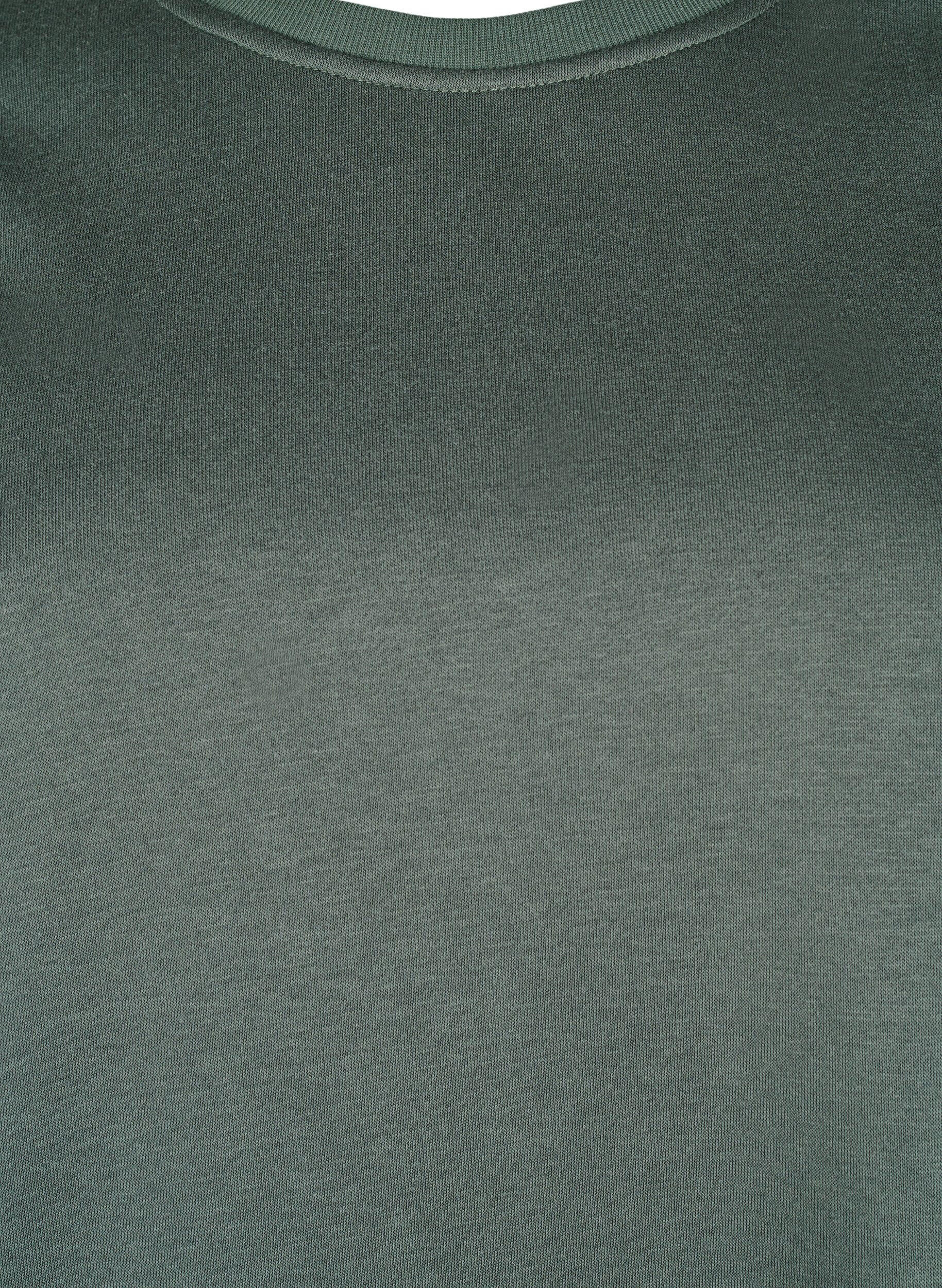 Zizzi Sweatbluse med broderede udsk&aelig;ringer, Thyme, Packshot image number 2