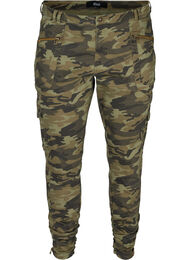 Cropped jeans med camouflage print, Ivy Green/Camo