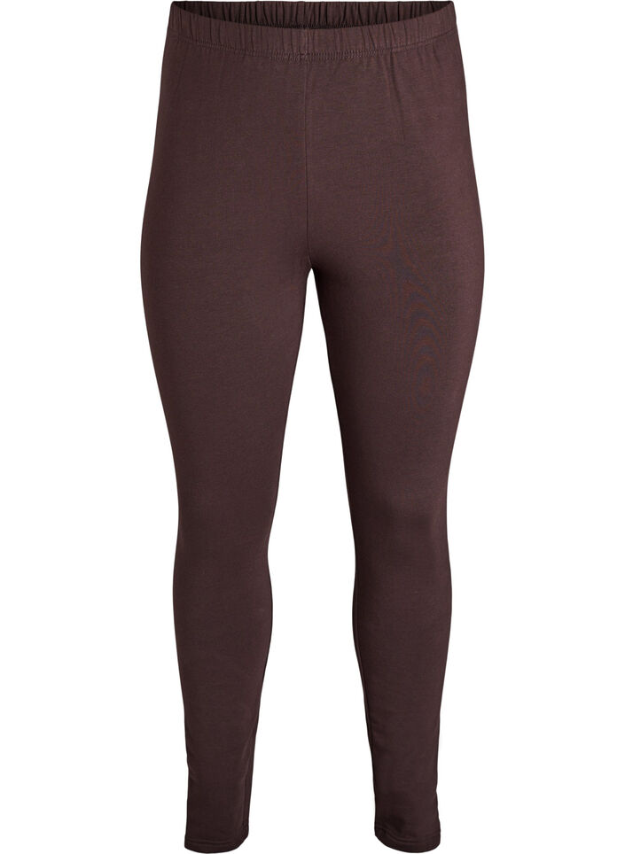 Leggings i bomuld med foer, Brun, Packshot image number 0