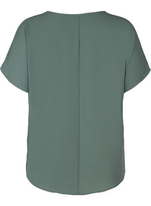 Bluse med korte ærmer og rund halsudskæring, Balsam Green, Packshot image number 1