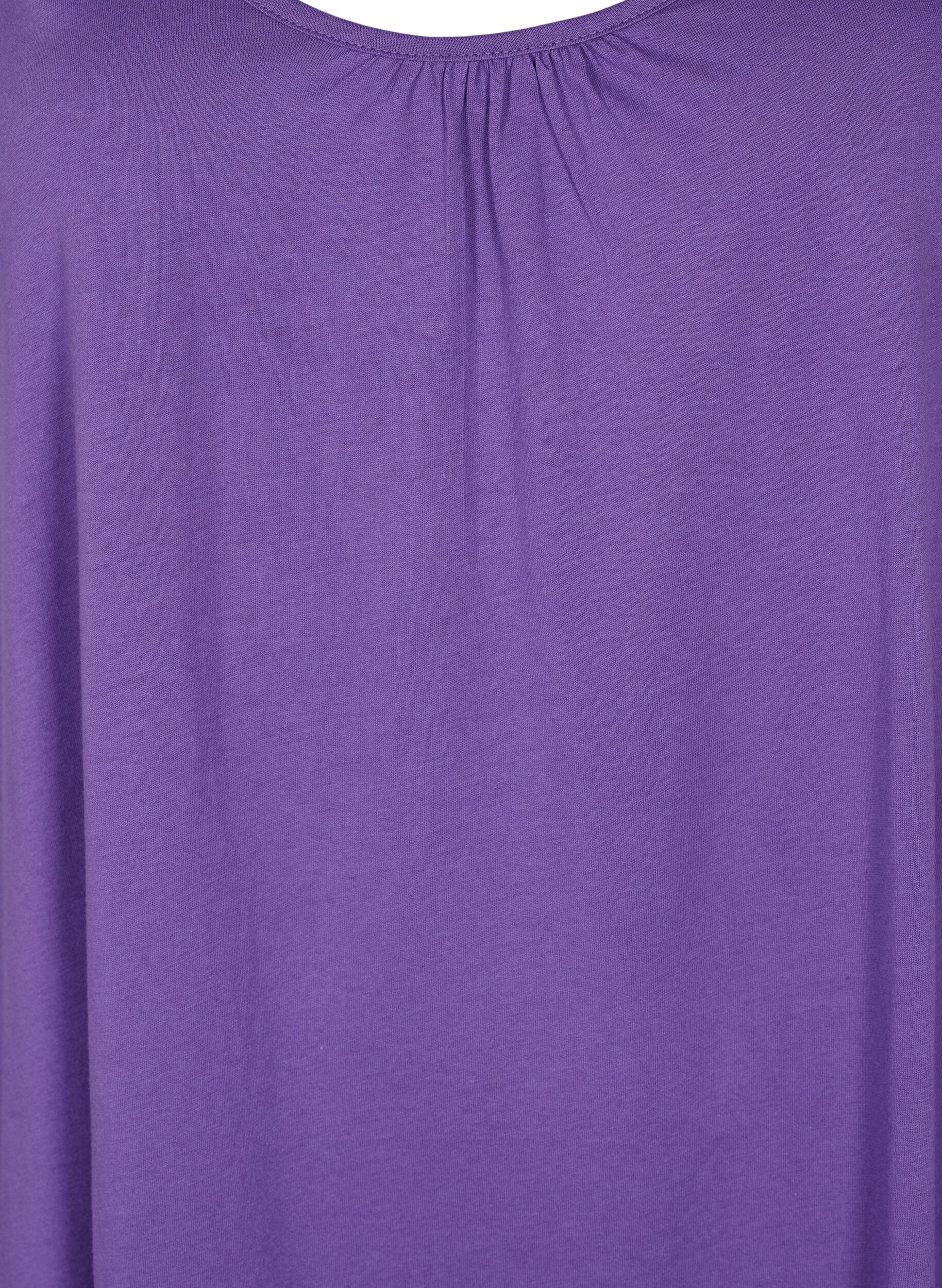 Zizzi 2-pak top i bomuldsblanding, Deep Lavender/Black, Packshot image number 2
