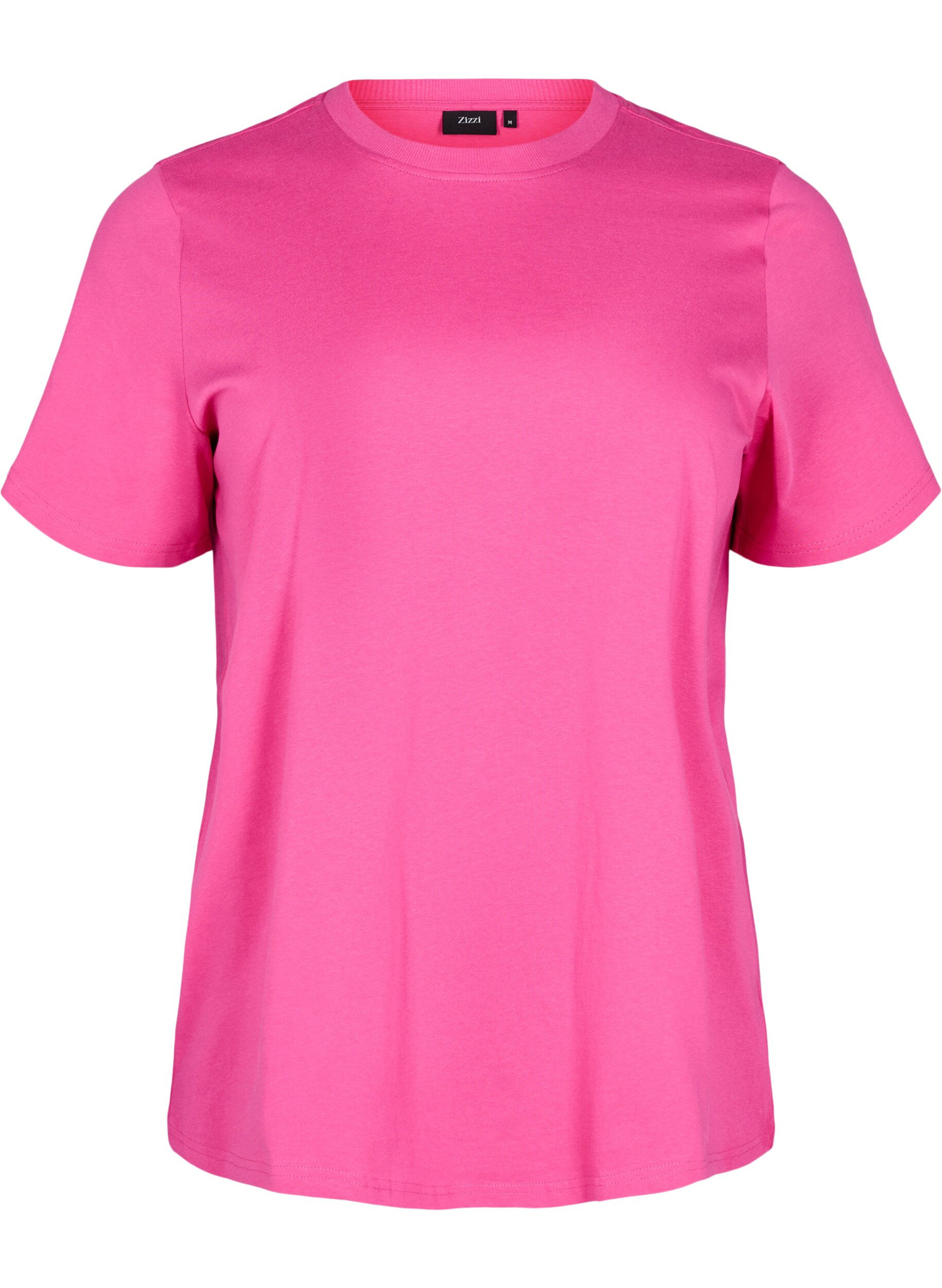 ZizziBasis t-shirt i bomuld med rund hals , Lyser&oslash;d, Packshot image number 0