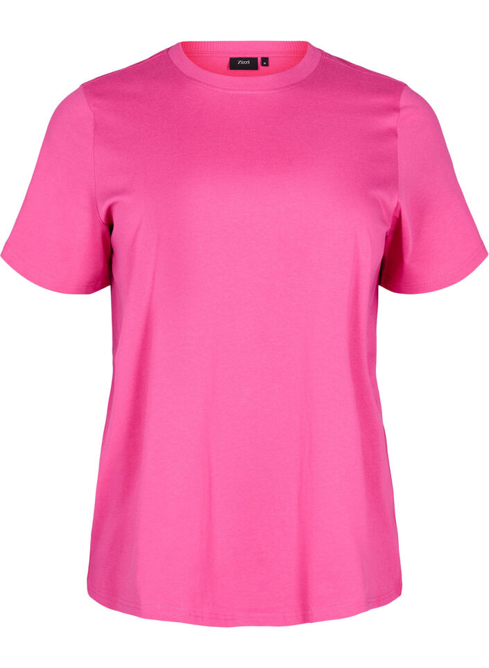 Basis t-shirt i bomuld med rund hals , Lyser&oslash;d, Packshot image number 0