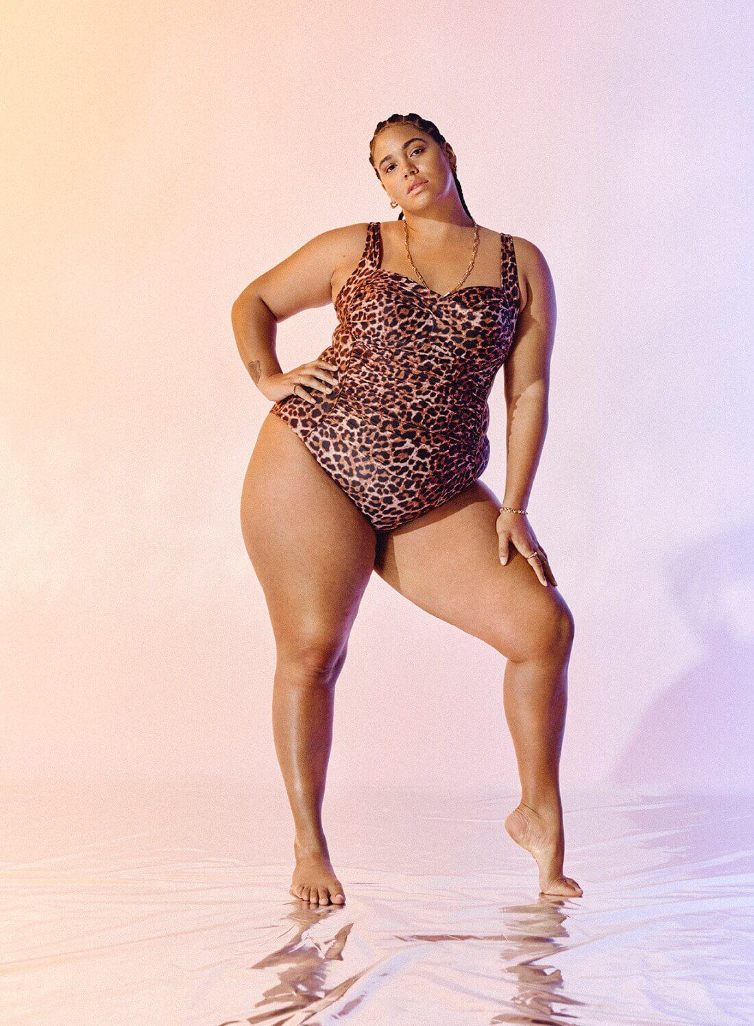 Zizzi Badedragt med leopardprint, , Model