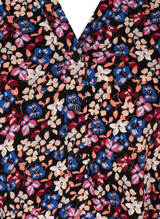 Kortærmet viskose tunika med print,  Purple Multi Flower, Packshot image number 2