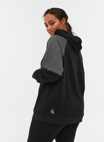 Sweatshirt med hætte og lomme, Black, Model image number 1