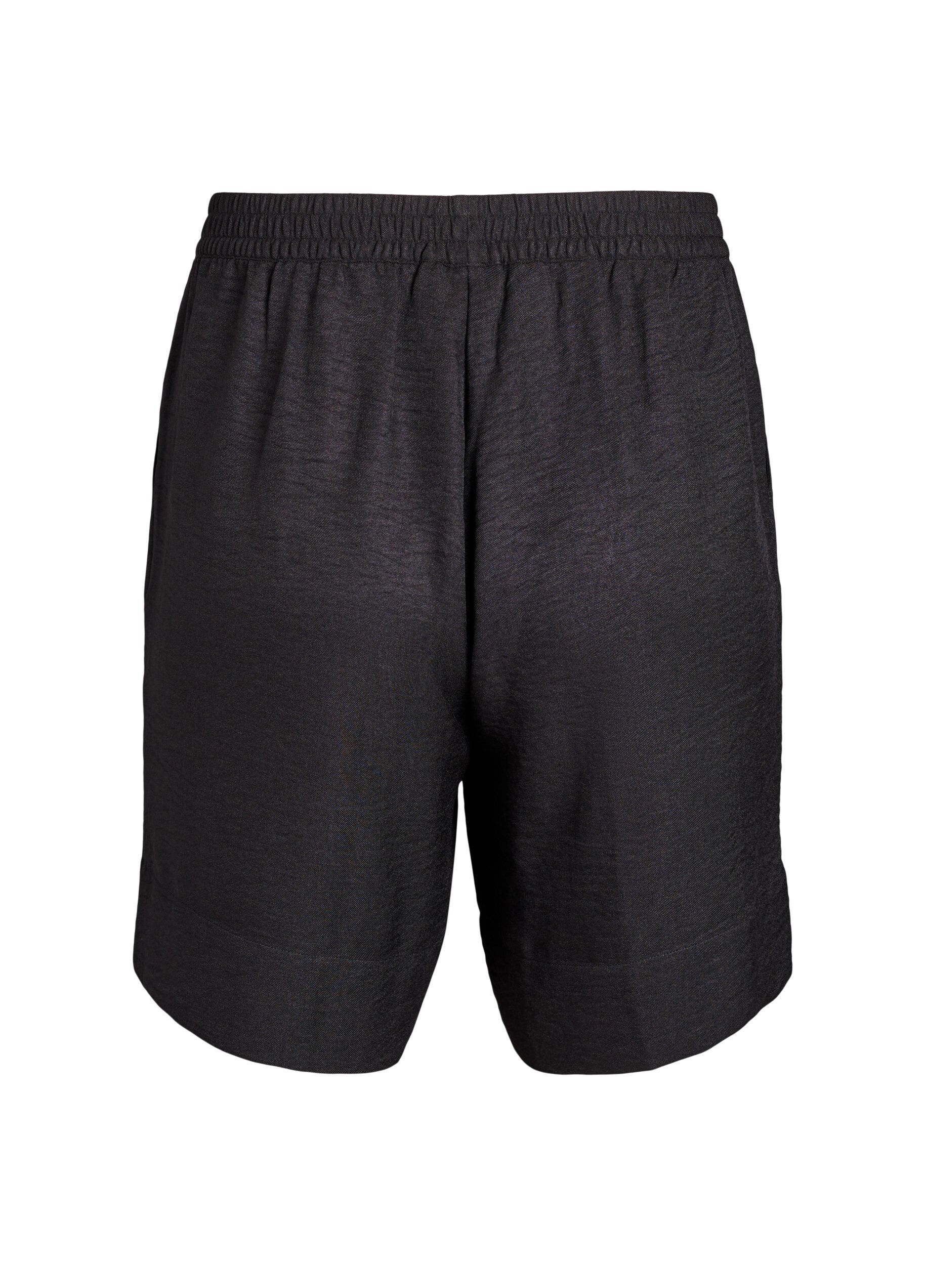 ZizziShorts med lommer og h&oslash;j talje, Sort, Packshot image number 1