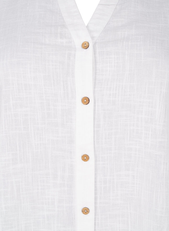 Skjortebluse i bomuld med v-udsk&aelig;ring, Hvid, Packshot image number 2