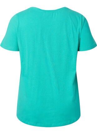 Ensfarvet basis t-shirt i bomuld, Aqua Green, Packshot image number 1