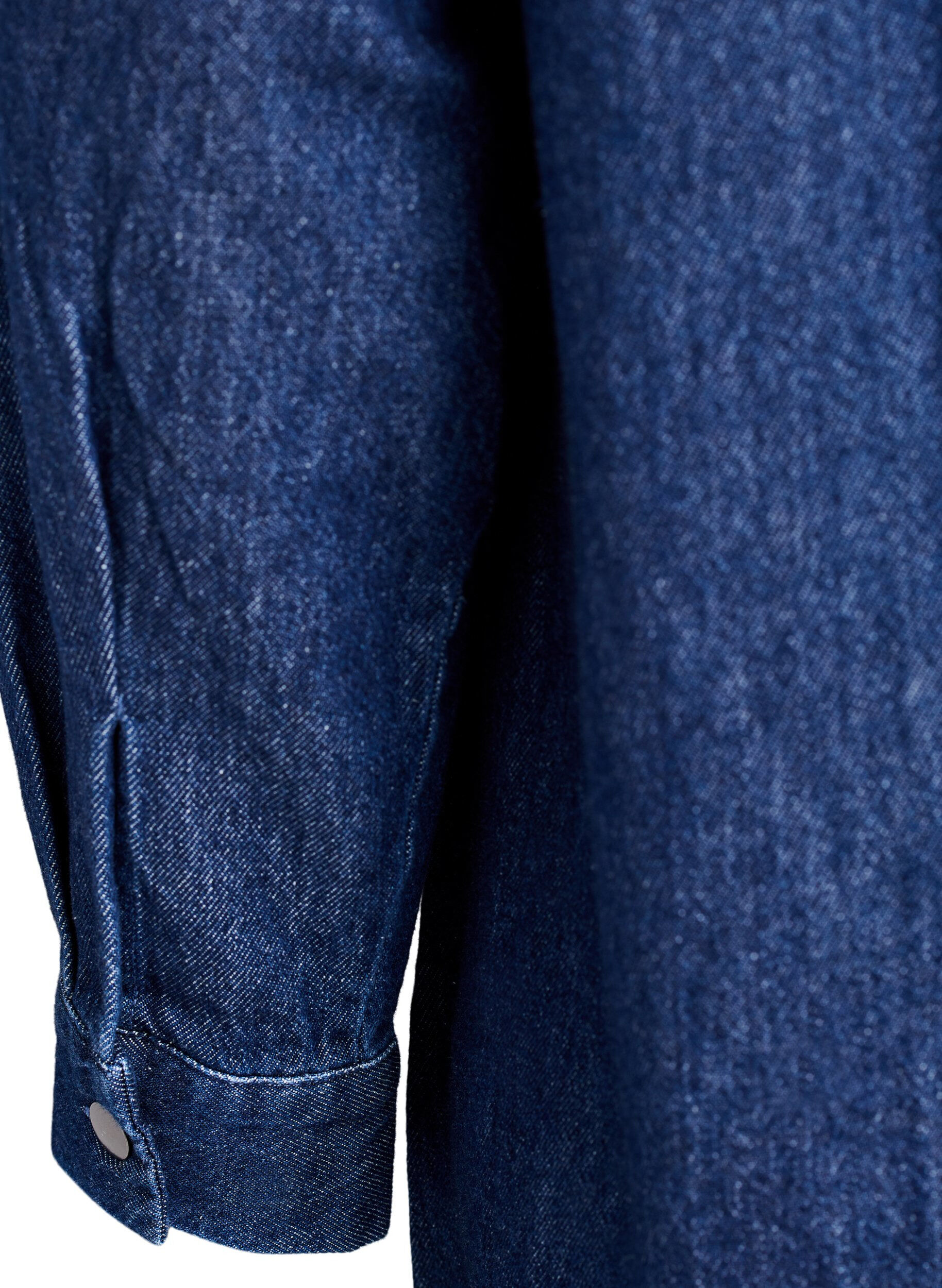 ZizziKort denimkjole med v-hals og krave, Bl&aring;, Packshot image number 3