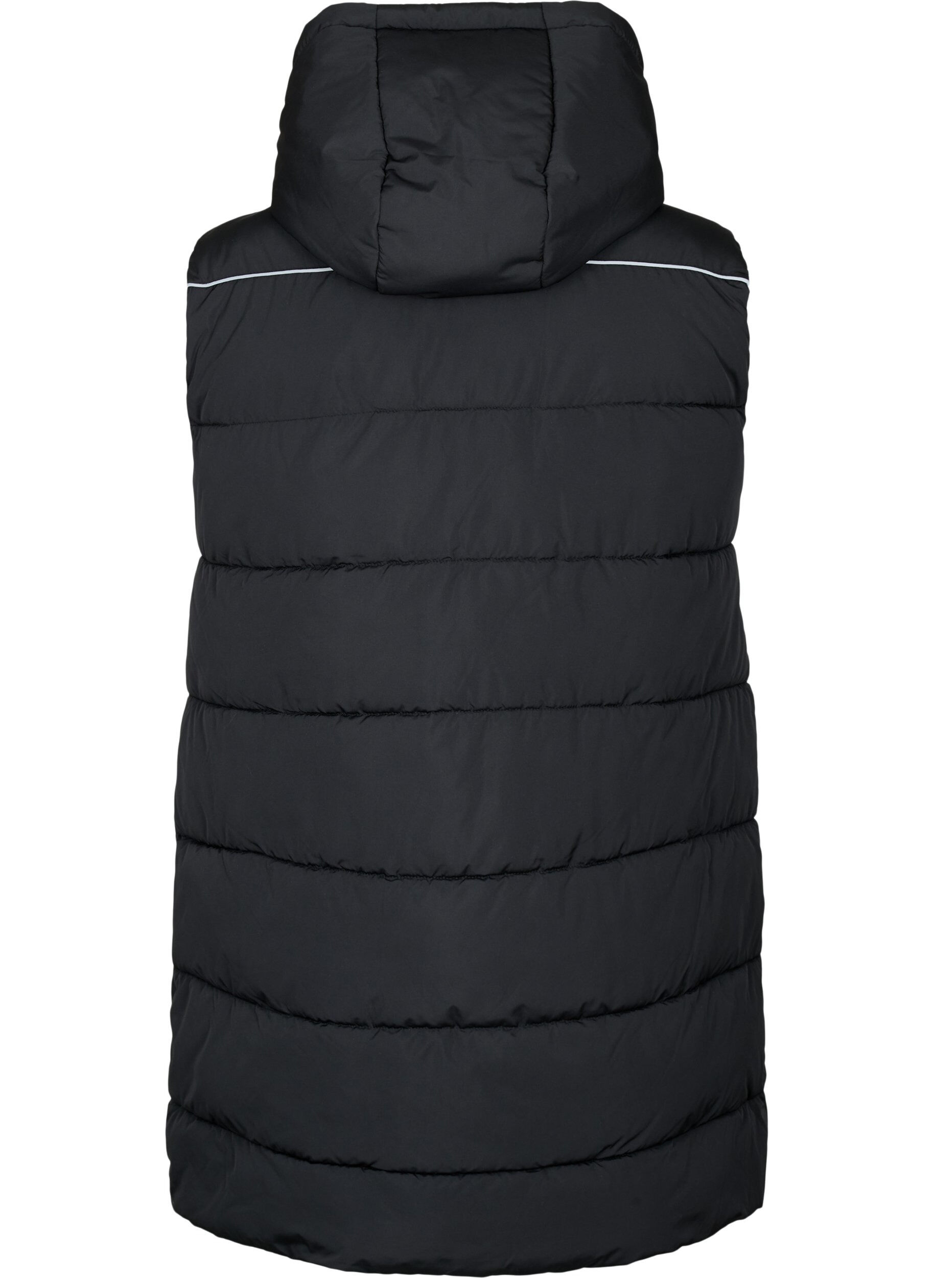Zizzi Sporty vest med h&aelig;tte og lommer, Black, Packshot image number 1