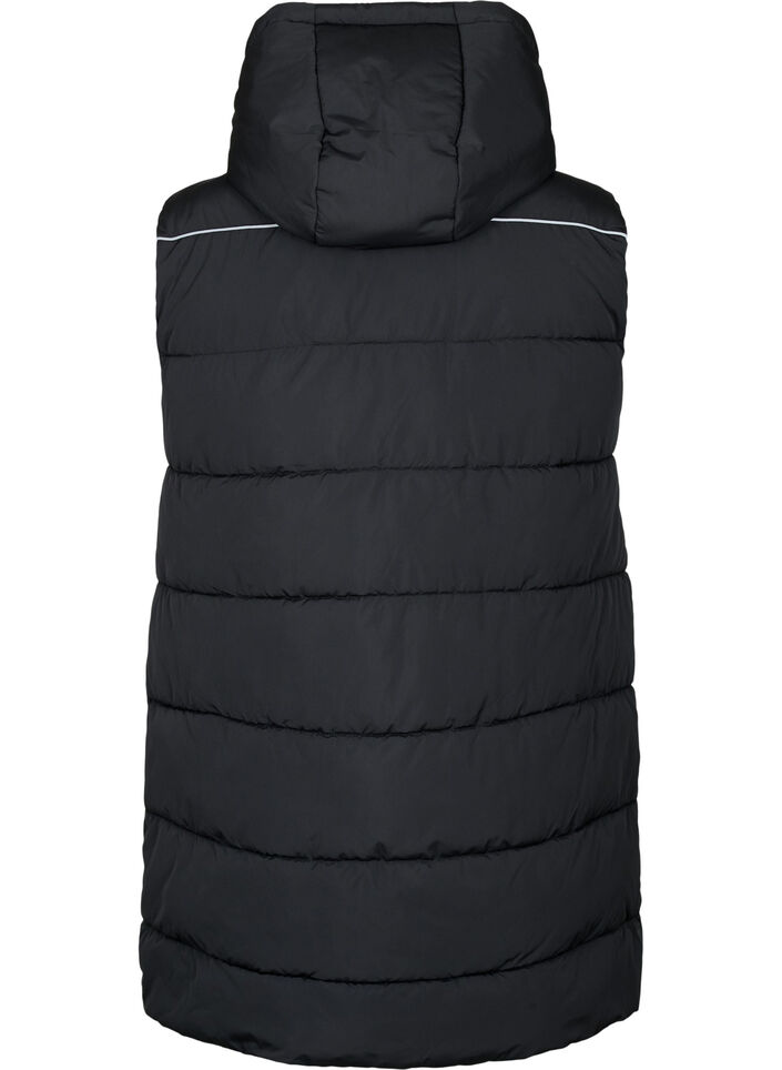 Sporty vest med hætte og lommer, Black, Packshot image number 1