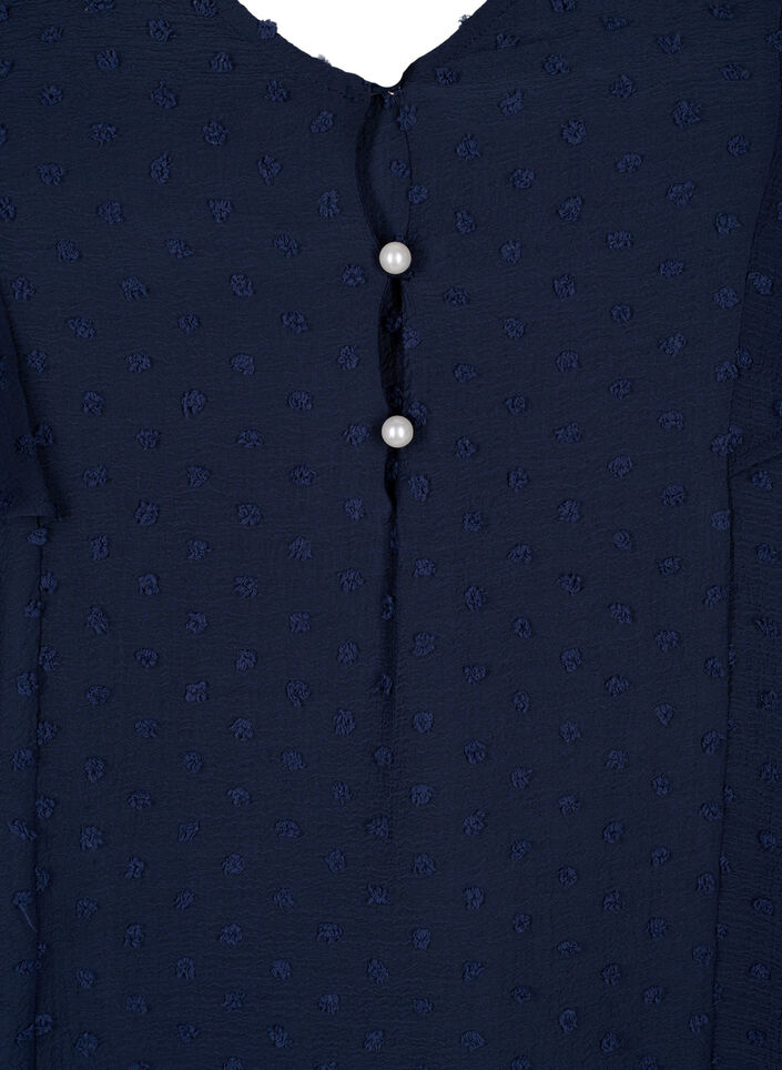 Bluse med prikket tekstur og korte ærmer, Navy Blazer, Packshot image number 2