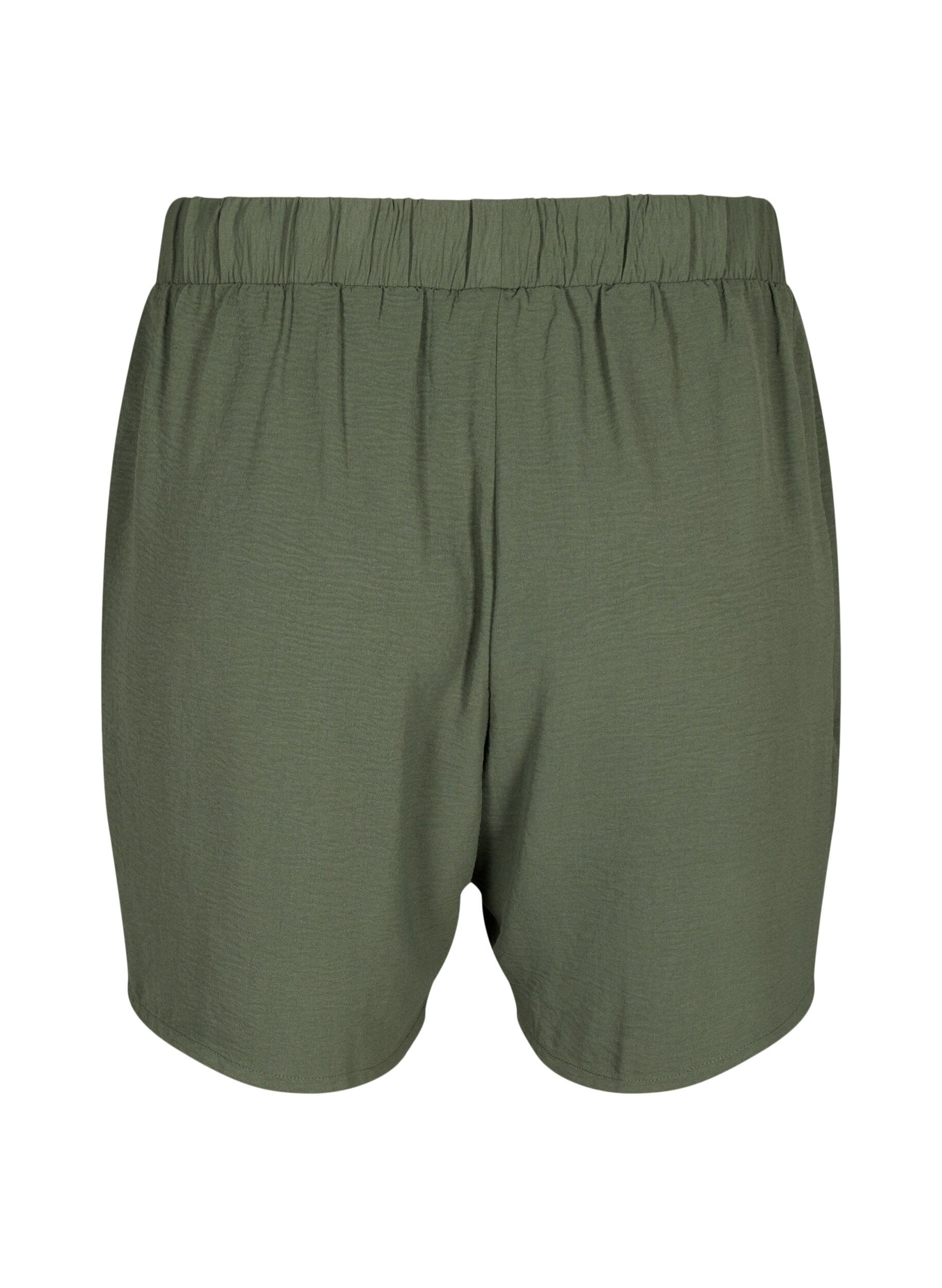 ZizziShorts med lommer og elastik i taljen, Gr&oslash;n, Packshot image number 1