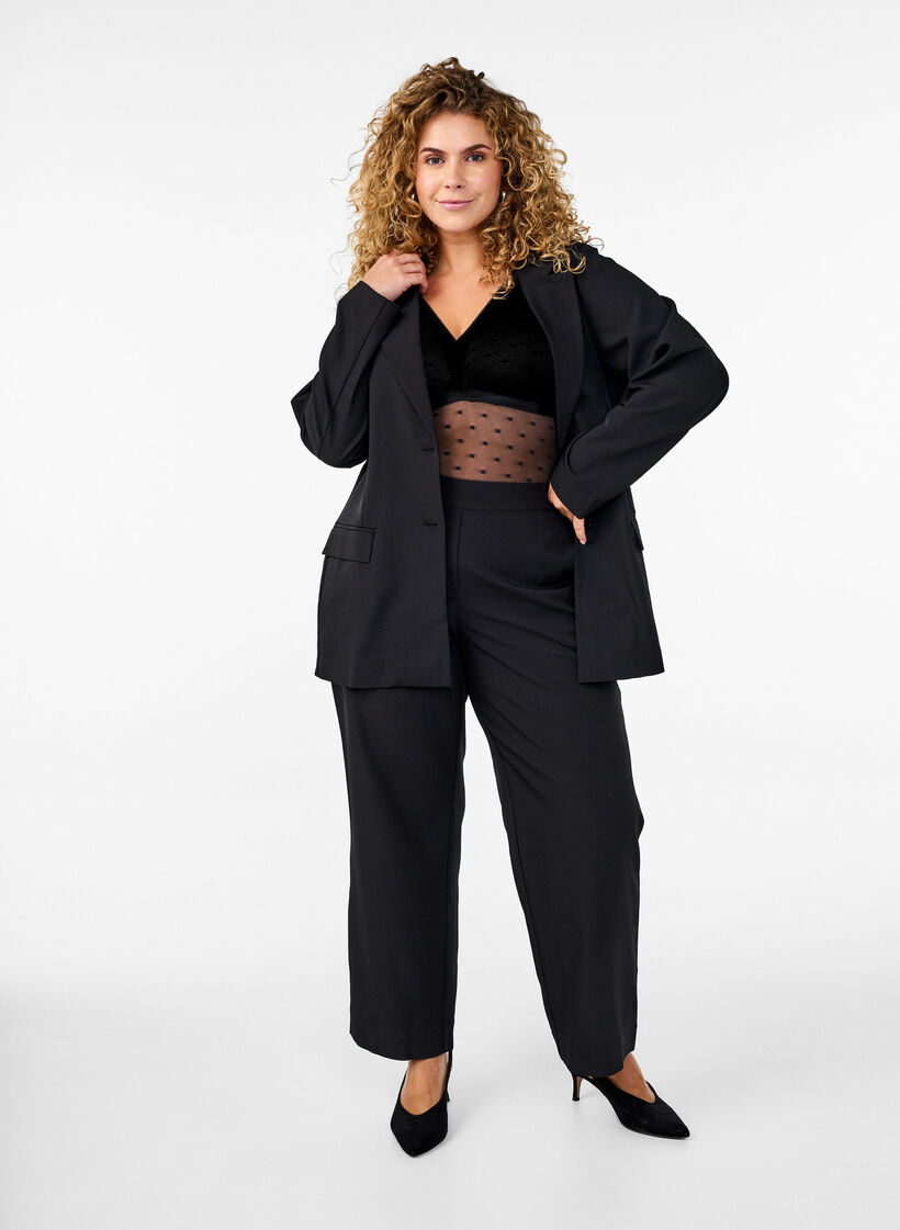 Bodystocking med prikket mesh og udtagelige puder, Black, Model image number 4