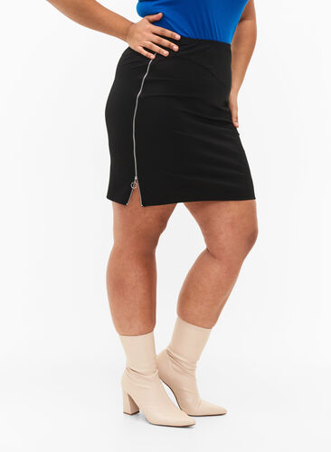 Tætsiddende nederdel med lynlås i siden, Black, Model image number 2