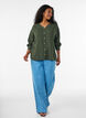Bluse i h&oslash;r og viskose med V-udsk&aelig;ring, Gr&oslash;n, Model image number 1