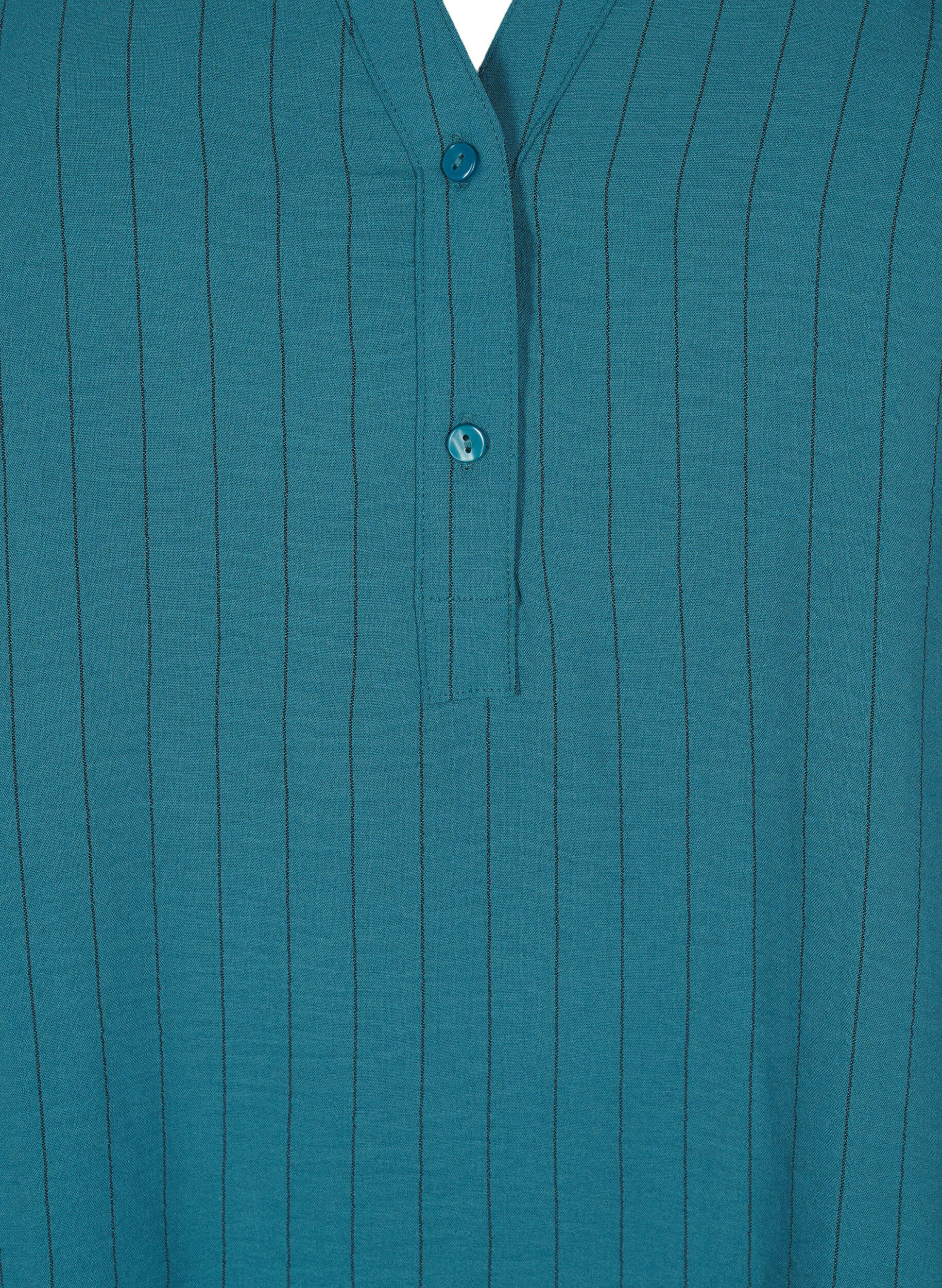 ZizziN&aring;lestribet skjortebluse, Gr&oslash;n, Packshot image number 2
