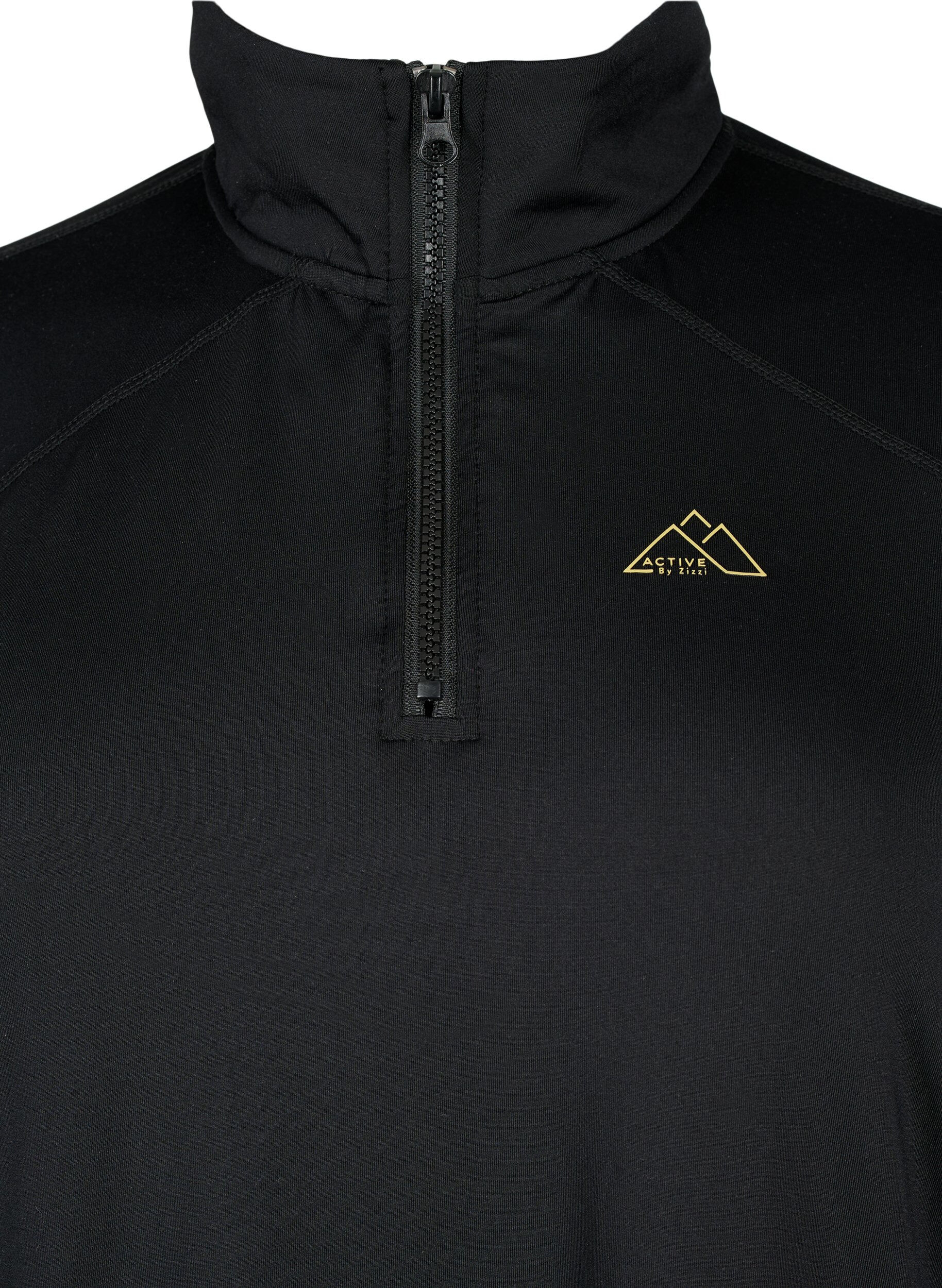 Zizzi Baselayer bluse med lommer og mesh, Black, Packshot image number 2