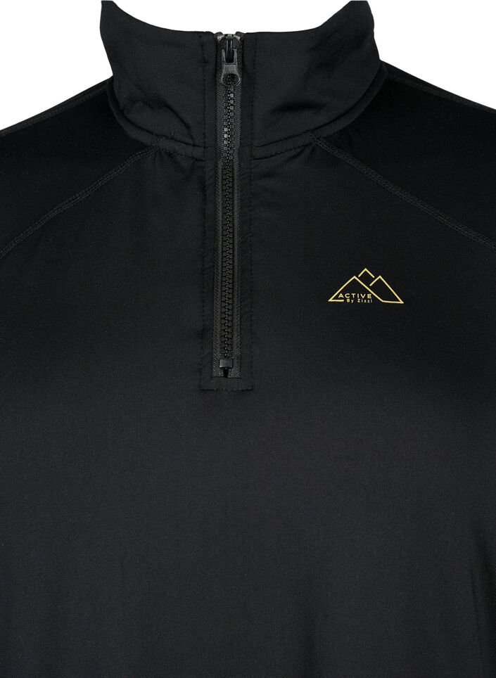 Baselayer bluse med lommer og mesh, Black, Packshot image number 2