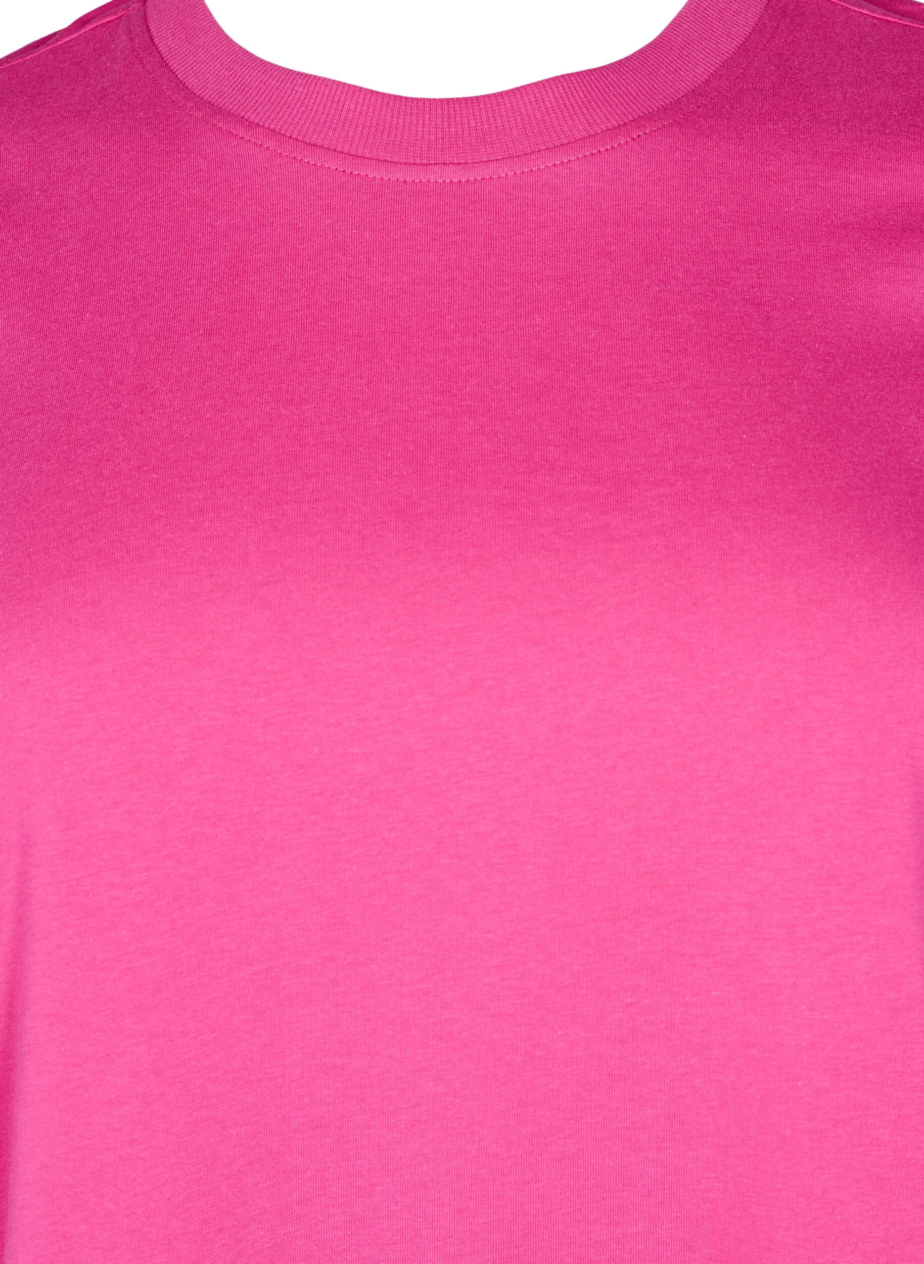 ZizziBasis t-shirt i bomuld med rund hals , Lyser&oslash;d, Packshot image number 2