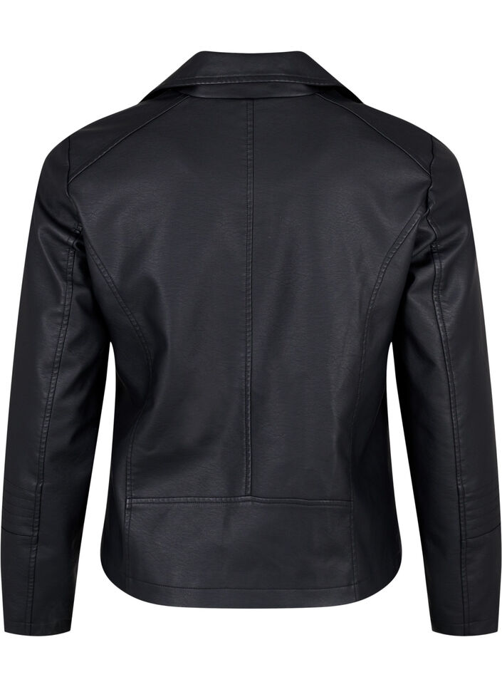 Bikerjakke i imiteret l&aelig;der , Sort, Packshot image number 1