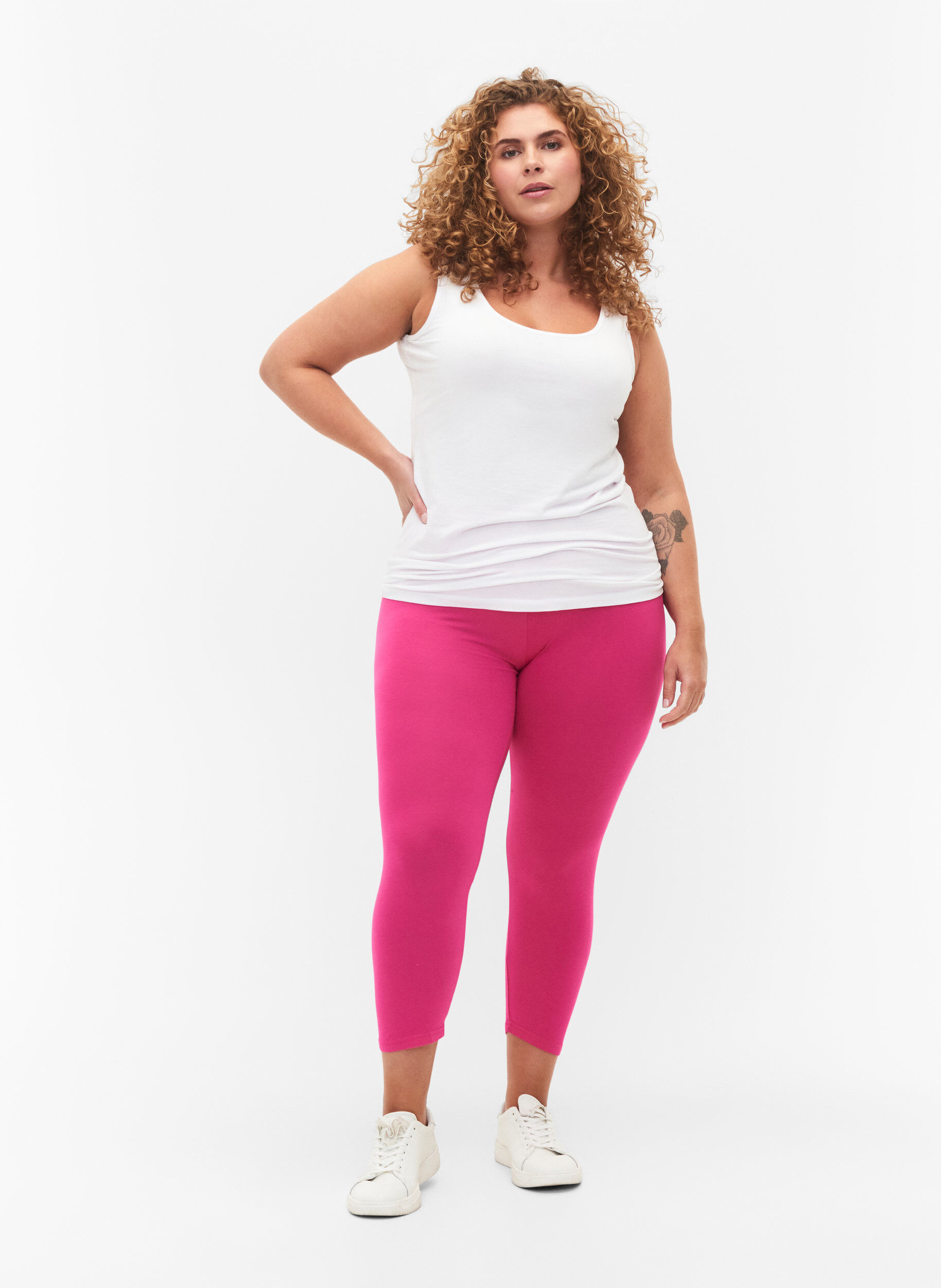 Zizzi Basis 3/4 leggings i viskose, Lyser&oslash;d, Model image number 1