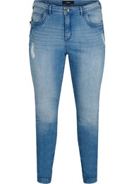 Super slim Amy jeans med slid og knapper, Light blue