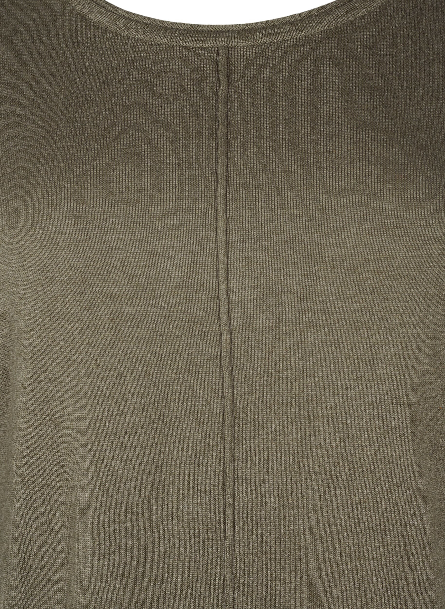 Zizzi Strikbluse i bomulds-viskosemix, Gr&oslash;n, Packshot image number 2