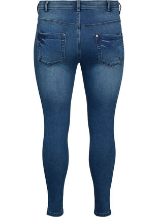 Cropped Amy jeans med lynlås, Dark blue denim, Packshot image number 1
