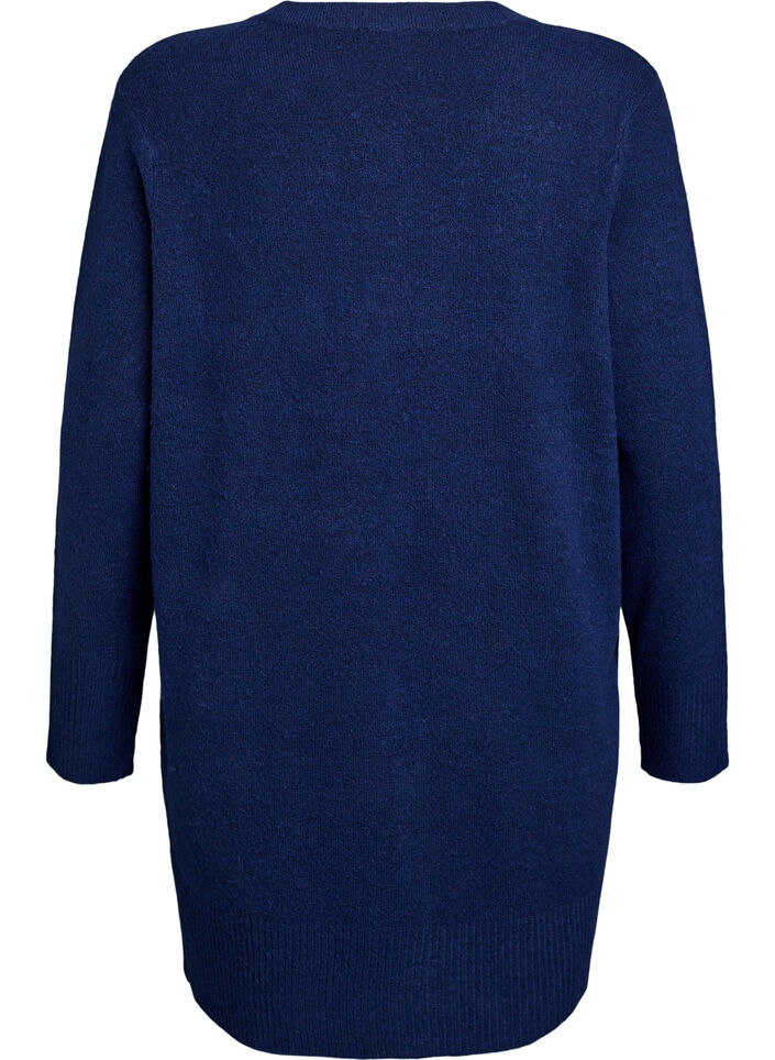 Meleret strik cardigan med lommer, Bl&aring;, Packshot image number 1