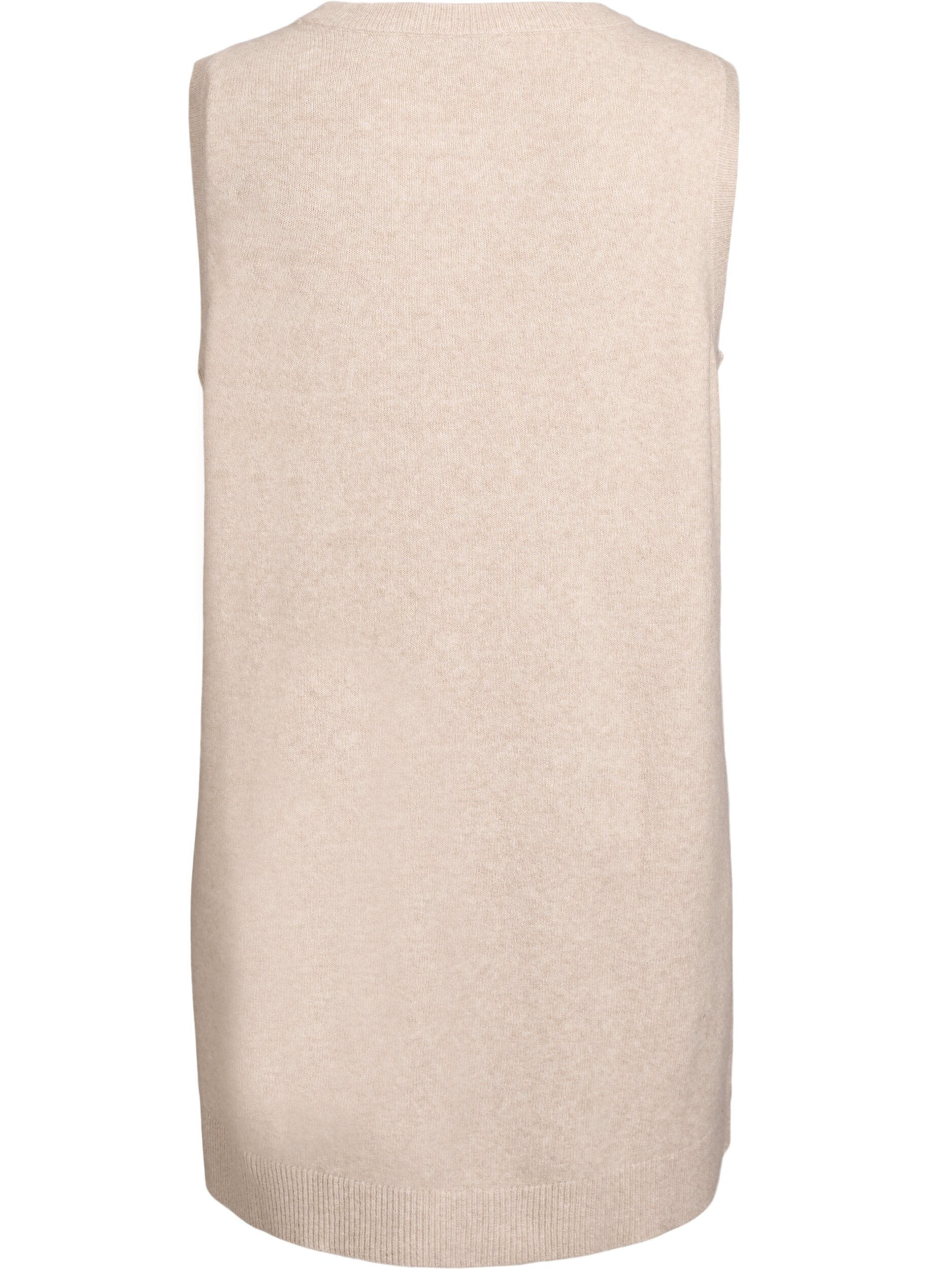 ZizziKort strikkjole uden &aelig;rmer, Beige, Packshot image number 1